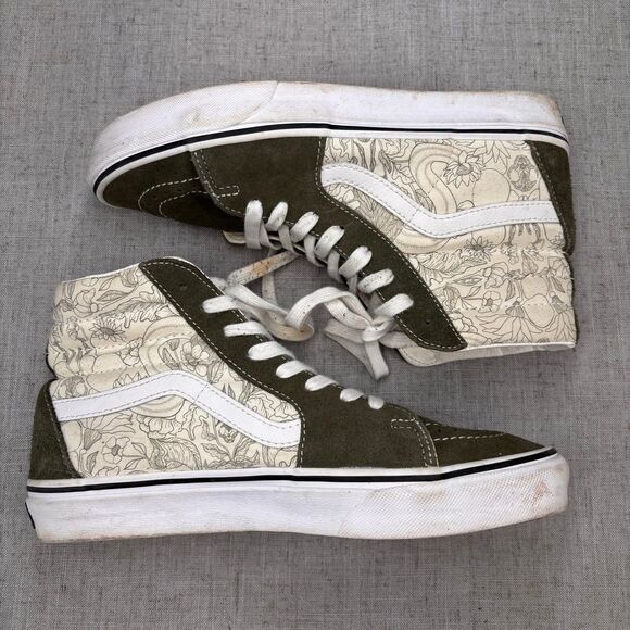 Vans SK8 High Desert Skulls Grape Leaf Shoes Green Suede Canvas Unisex Women's 9 - Picture 11 of 11